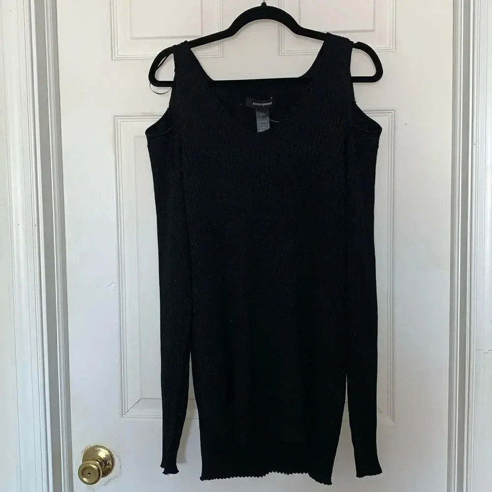 Ashley Stewart Cold Shoulder Sweater Black Size 22